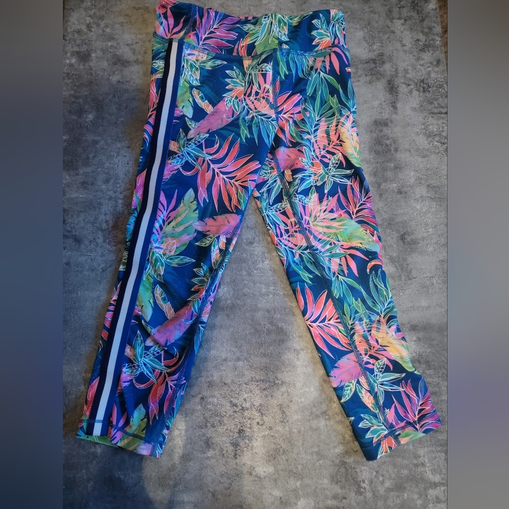 Athleta Girl Floral Print Leggings Size L/12 EUC